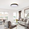 Modern LED Ceiling Light, Round Flush Mount with Wood Accent, Black Trim for Bedroom, Kitchen - 4 of 4
