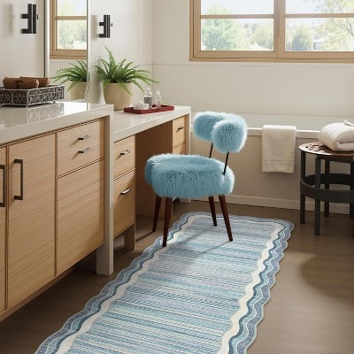 Lahome Machine Washable Gradient Border Wave Floor Mat-Soft Carpet for Living Room, Bedroom, or Entryway
