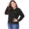 Agnes Orinda Women's Plus Size Long Sleeves Collarless Buttons Denim Jean Jackets - 3 of 4