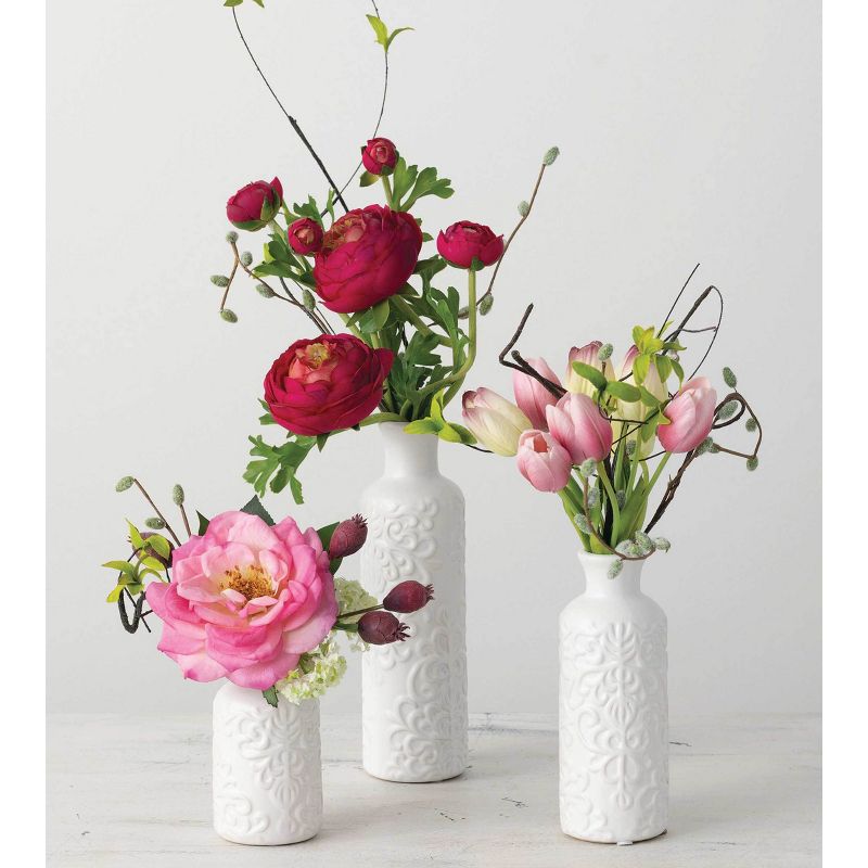 Set of 3 Ceramic Bud Vase 10", 7.5" & 5.5" White, 3 of 10
