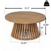31" Acacia Wood Patio Coffee Table,Outdoor Round Coffee Table With Slatted Base,Wooden Accent Dining Table For Garden Backyard-Coolbibila - 4 of 4