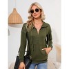 Women's Casual Long - Sleeve Collared Half - Zip Pullover Sweatshirt, Comfortable Top for Daily and Sports Wear - 3 of 4