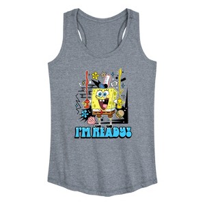 Women's - SpongeBob SquarePants - I'm Ready Graphic Racerback Tank - 1 of 4