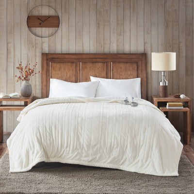 Ivory Queen Reversible Sherpa Knitted Heated Blanket