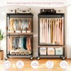 Rolling Clothes Rack, Heavy Duty Clothes Rack with Wheels, 3 Tiers Adjustable Wire Shelving Clothes Rack with 2 Clothes Rails and Side Hooks - 2 of 4