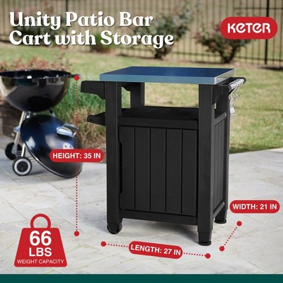 Gray Stainless Steel 35" Outdoor Bar Table with Storage