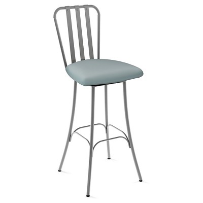 Club Swivel 26.75" Counter Height Barstool - Silver/Light Blue - Amisco