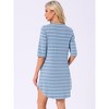 INSPIRE CHIC Women's Stripped Half Sleeve Button Up Short Nightgown Shirt Dress - 4 of 4