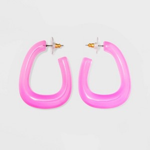 SUGARFIX by BaubleBar Modern Clear Acrylic Hoop Earrings - Pink, Women