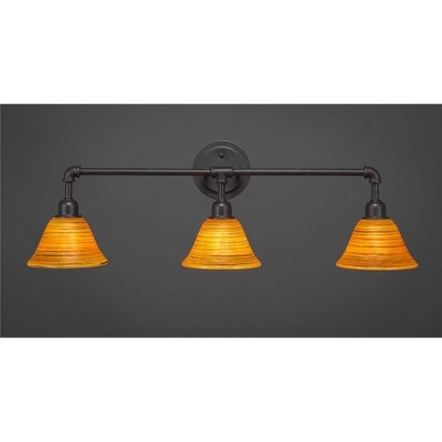 Toltec Lighting Vintage 3 - Light Vanity in  Dark Granite with 7" Firré Saturn Shade