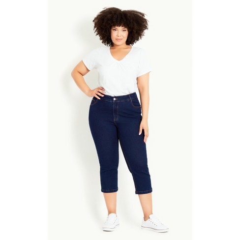 Women's Plus Size Denim Love Crop Jeans - Dark Wash | Evans : Target
