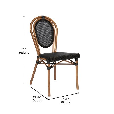 Set of Two Black and Natural Aluminum Bistro Chairs