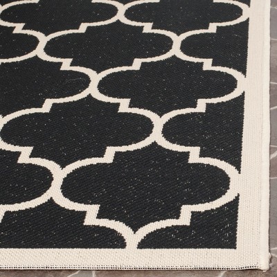 Modern Square Black Synthetic Indoor/Outdoor Area Rug