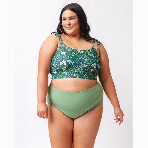 Cottage Floral Shoulder-Tie Crop Top - 1 of 4