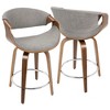 Fixed Fabric Mid-Century Modern Swivel Counter Stool with Curved Wood Armrests for Home Kitchen or Bar (Set of 2) - 2 of 4
