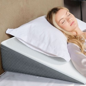 Dyonery 8" Soft Memory Foam and Washable Cover Bed Wedge Pillow, for Acid Reflux, Heartburn, Back Pain Relief, Snoring, Sleep Apnea, Gray - 1 of 4