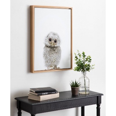 Natural Framed Canvas Owl Print 27" x 22"
