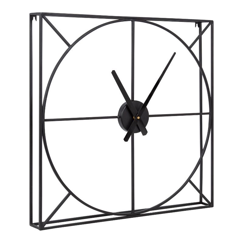 Kate and Laurel Willet Square Metal Wall Clock, 22x22, Black, 1 of 9
