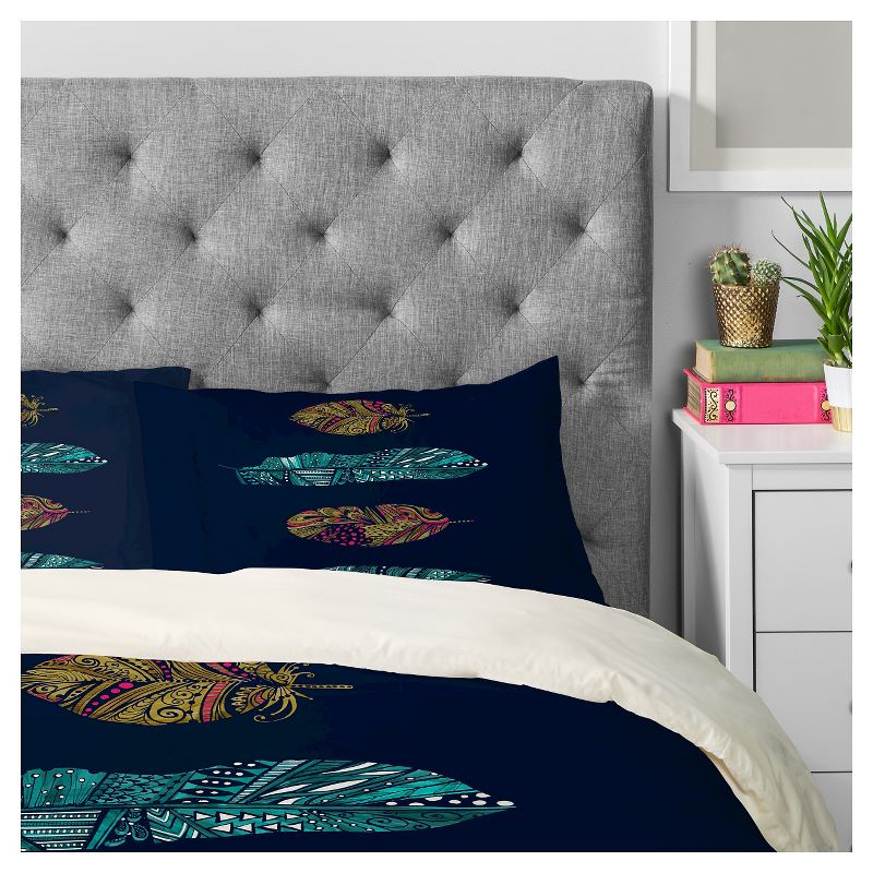 Stephanie Corfee Doodle Feather ColleCountion Pillow Sham Standard Navy - Deny Designs, 3 of 6