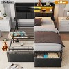 Full Size Bed Frame with Upholstered Headboard Bed Frame Full with Storage Drawers Charging Station LED Lights Metal Platform No Box Spring Needed - 4 of 4