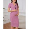 Women's 2025 Maternity Dress Long Sleeve/Short Sleeve V Neck Midi Dress Slim Fit Bodycon Sweater Dress for Photoshoot Baby Shower - 2 of 4