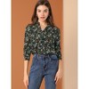 Allegra K Women's Floral Loose V Neck Long Sleeve Button-Up Shirt - 3 of 4
