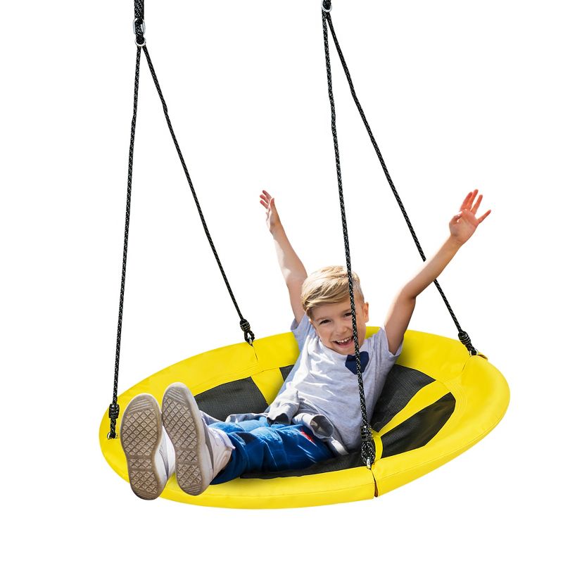 Costway 40'' Nest Tree Swing Round Swing w/ Adjustable Hanging Ropes & Oxford Waterproof Cloth Outdoor Swing, 3 of 11