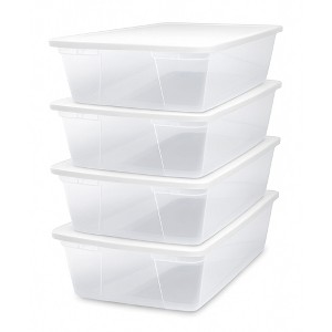 Homz Snaplock 41-Quart Plastic Multipurpose Stackable Storage Container Bins with White Latching Lid for Home and Office Organization, Clear (4 Pack) - 1 of 4