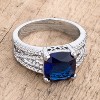 Slickblue 3 Ct. Cushion Cut CZ Engagement Ring, Rhodium Plated Criss-Cross Band, Multiple Color Options, Sizes 5-10 - 2 of 3