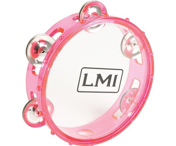 LMI Transparent Tambourine with Head Pink 15CM