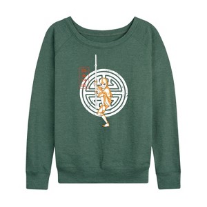 Women's - Avatar: The Last Airbender - Aang Crest Lightweight French Terry Wide Neck Long Sleeve Shirt - 1 of 4