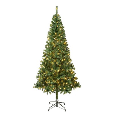 National Tree Company First Traditions Pre-Lit LED Slim Linden Spruce Artificial Christmas Tree Warm White Lights