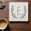 Personalization Mall Farmhouse Floral Personalized Letter Tumbled Stone Coaster Set - 2 of 4