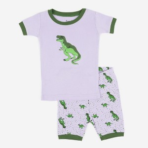 Leveret Kids Two Piece Cotton Short Pajamas Pink Trex 4 Year - 1 of 4