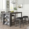 NicBex Dining Room Table Set Morden Kitchen Table with 3 Storage Shelves, 2 Upholstered Chairs and 2 Stools for Dining Room - 3 of 4
