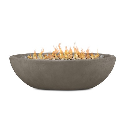 Riverside Large Oval Fire Bowl - Glacier Gray - Real Flame