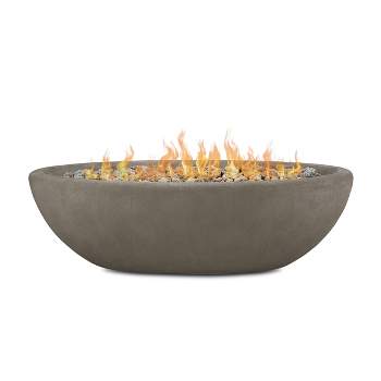 Riverside Large Oval Fire Bowl - Glacier Gray - Real Flame