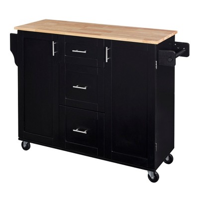 NicBex 3 Drawer Rolling Kitchen Island Cart with 2 Slide-Out Shelf,Kitchen Island on Wheels with Spice and Tower Rack,Island Table for Kitchen