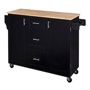 NicBex 3 Drawer Rolling Kitchen Island Cart with 2 Slide-Out Shelf,Kitchen Island on Wheels with Spice and Tower Rack,Island Table for Kitchen - 1 of 4