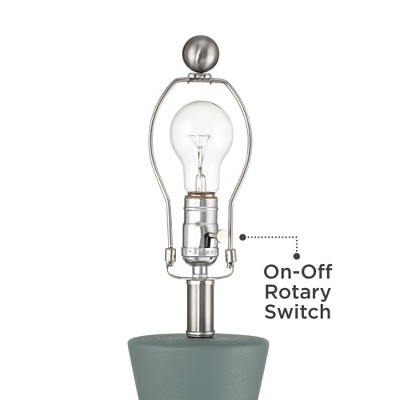 Small Gray Ceramic Table Lamp with White Fabric Shade