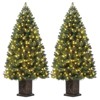 4.5 Ft Artificial Fiber Optic Christmas Tree, Pre-Lit Christmas Tree with 300 Led Lights, 8 Lighting Modes, Metal Hinges & Black Base, Green - 2 of 4