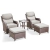 Belord 5 Pieces Small Outdoor Patio Furniture Set, 6" Thick Cushions Swivel Rocker Patio Chairs with Ottoman and Accent Table for Porch Balcony - 4 of 4