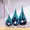 Luxury Lane Hand Blown Abstract Hollow Blue Tear Drop Sommerso Art Glass Sculpture - 2 of 4