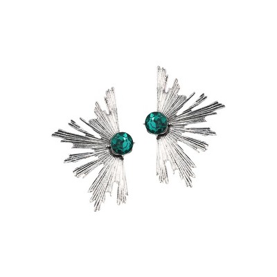 SOHI Women's Emerald Green Metallic Flora Drop Earrings