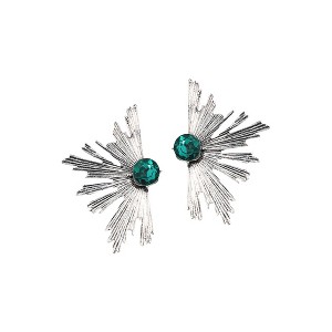 SOHI Women's Emerald Green Metallic Flora Drop Earrings - 1 of 4