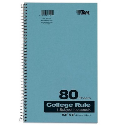 Oxford 1-Subject Notebook 6" x 9.5" College Ruled 80 Sheets 811169