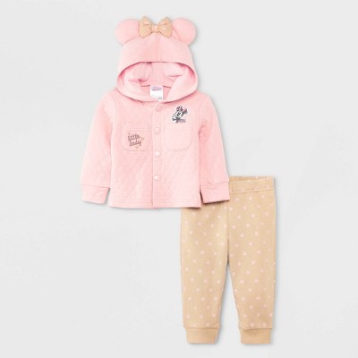 Image of Baby Girls' Disney Minnie Mouse Quilted Top and Bottom Set - Pink Newborn