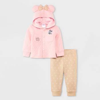 Baby Girls' Disney Minnie Mouse Quilted Top and Bottom Set - Pink