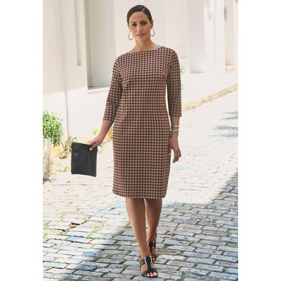 Jessica London Stretch Cotton Boatneck Shift Dress