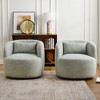 KINWELL Textured Linen Blend Weave Upholstered Swivel Barrel Accent Chair, Set of 2 - 3 of 4